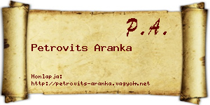 Petrovits Aranka névjegykártya