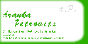 aranka petrovits business card